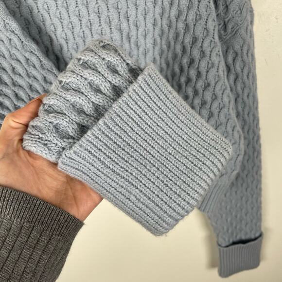 PAIGE Olette Wool Blend Chunky Boxy Crewneck Sweater Vintage Sky Blue Sz XL NWOT - Picture 13 of 15